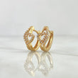 Candongas Corazón Doble Línea 2.9gr / 1.4cm / Circones Blancos Oro Amarillo 18K