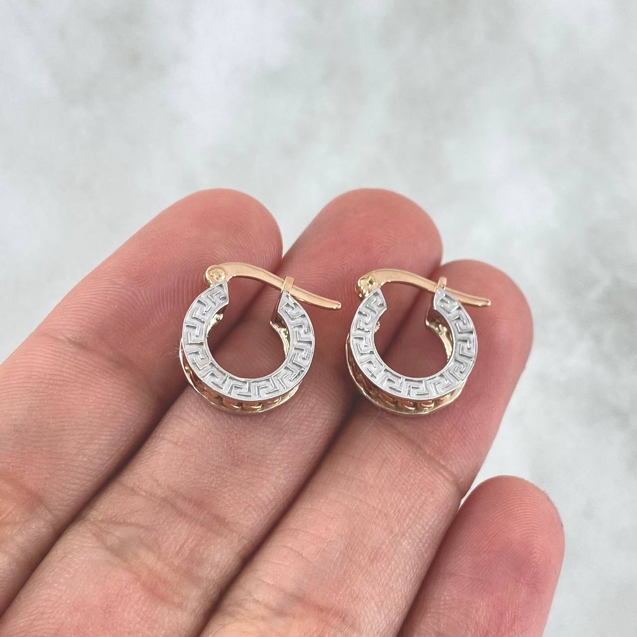 Candongas Tribal 4.85gr / 1.5cm / Dos Oros Blanco Rosa 18K