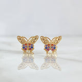 Topos Mariposa 1.75gr / 1cm / Circones Multicolor Oro Blanco 18K