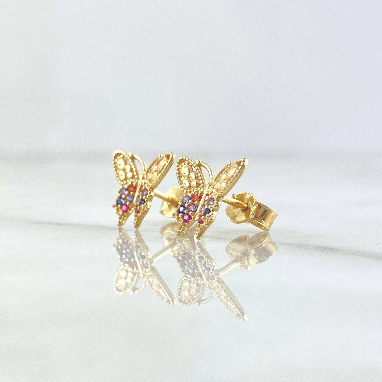 Topos Mariposa 1.75gr / 1cm / Circones Multicolor Oro Blanco 18K