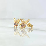 Topos Mariposa 1.75gr / 1cm / Circones Multicolor Oro Blanco 18K