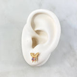 Topos Mariposa 1.75gr / 1cm / Circones Multicolor Oro Blanco 18K