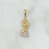 Dije Baile 1.55gr / 3.2cm / Circones Blancos Oro Amarillo 18K *