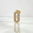 Dije Cuchilla 1.7gr / 2.4cm / Circones Blancos Oro Amarillo 18K *