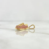 Dije Zapato 2.65gr / 2.3cm / Circones Fucsias Oro Amarillo 18K *