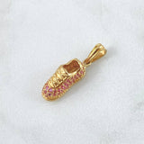 Dije Zapato 2.65gr / 2.3cm / Circones Fucsias Oro Amarillo 18K *