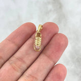 Dije Zapato 2.65gr / 2.3cm / Circones Fucsias Oro Amarillo 18K *