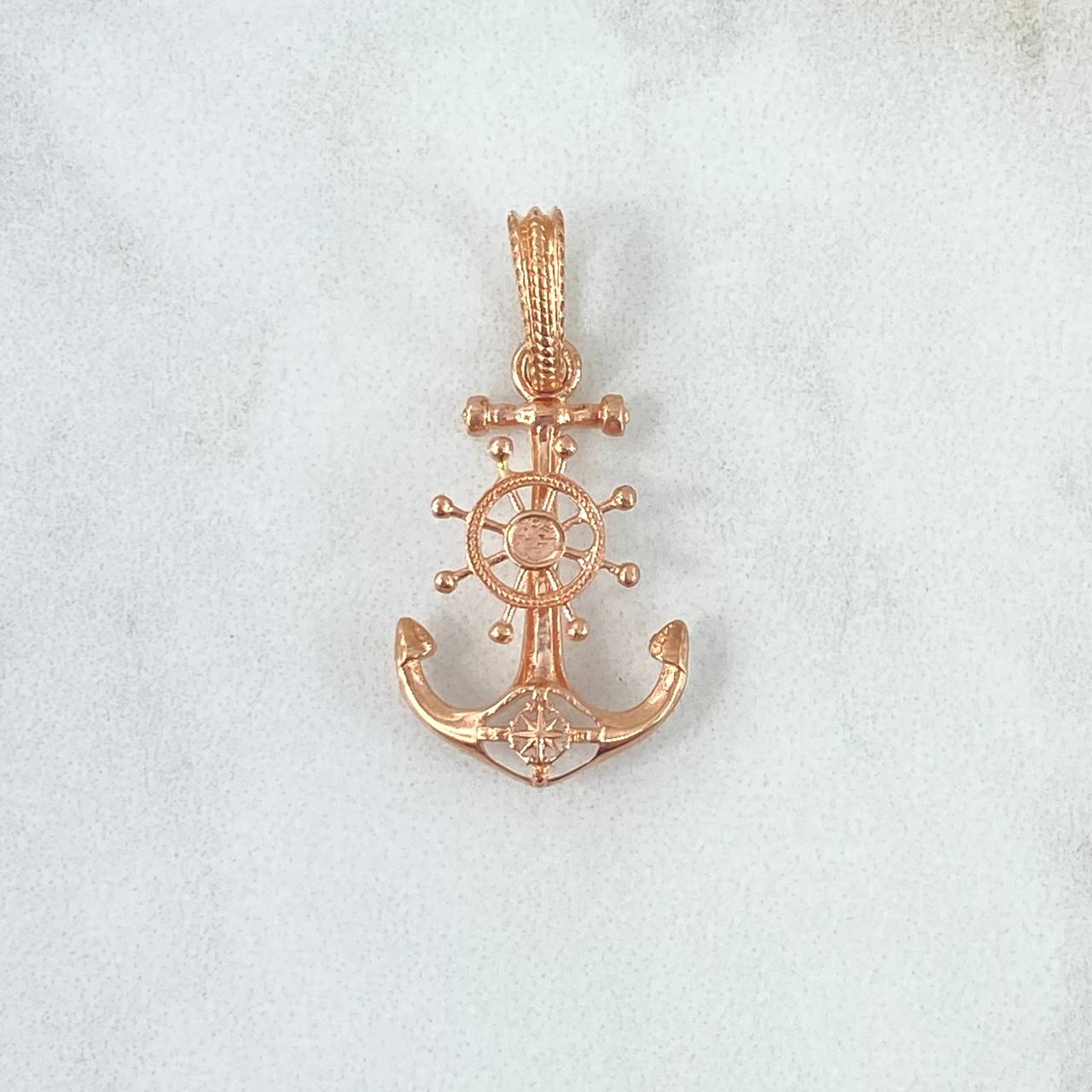 Dije Ancla Y Timón 2.05gr / 2.9cm / Oro Rosa 18K *