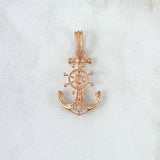Dije Ancla Y Timón 2.05gr / 2.9cm / Oro Rosa 18K *