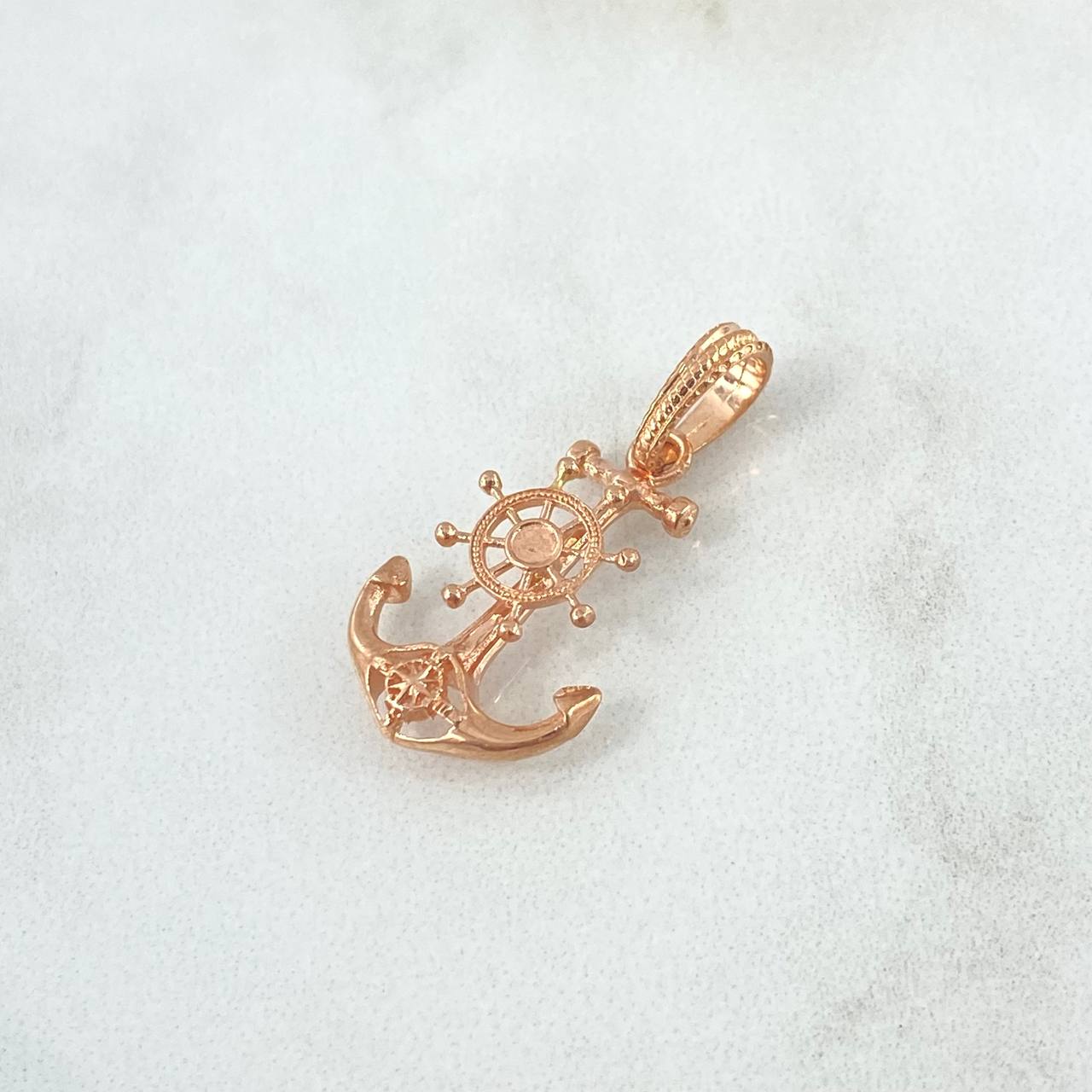 Dije Ancla Y Timón 2.05gr / 2.9cm / Oro Rosa 18K *