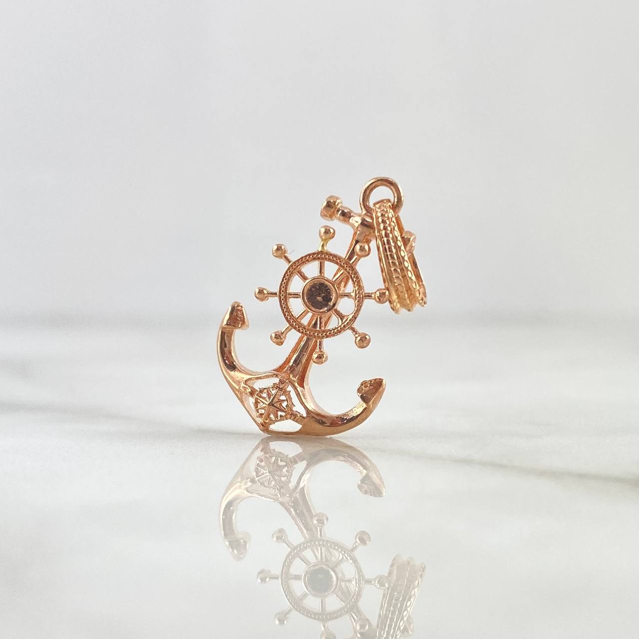 Dije Ancla Y Timón 2.05gr / 2.9cm / Oro Rosa 18K *