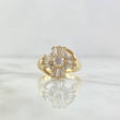 Anillo Flor Basteada 5.8gr / T7 1/4 / Circones Blancos Oro Amarillo 18K *