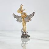 Dije San Miguel Arcangel 5.8gr / 4.8cm / Circones Blancos Dos Oros Amarillo Blanco 18K