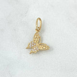 Dije Mariposa 0.7gr / 1.9cm / Circones Blancos Oro Amarillo 18K