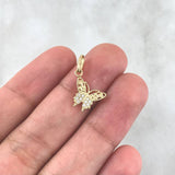 Dije Mariposa 0.7gr / 1.9cm / Circones Blancos Oro Amarillo 18K