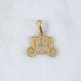 Dije Carruaje 1.45gr / 1.9cm / Circones Blancos Oro Amarillo 18K