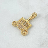 Dije Carruaje 1.45gr / 1.9cm / Circones Blancos Oro Amarillo 18K
