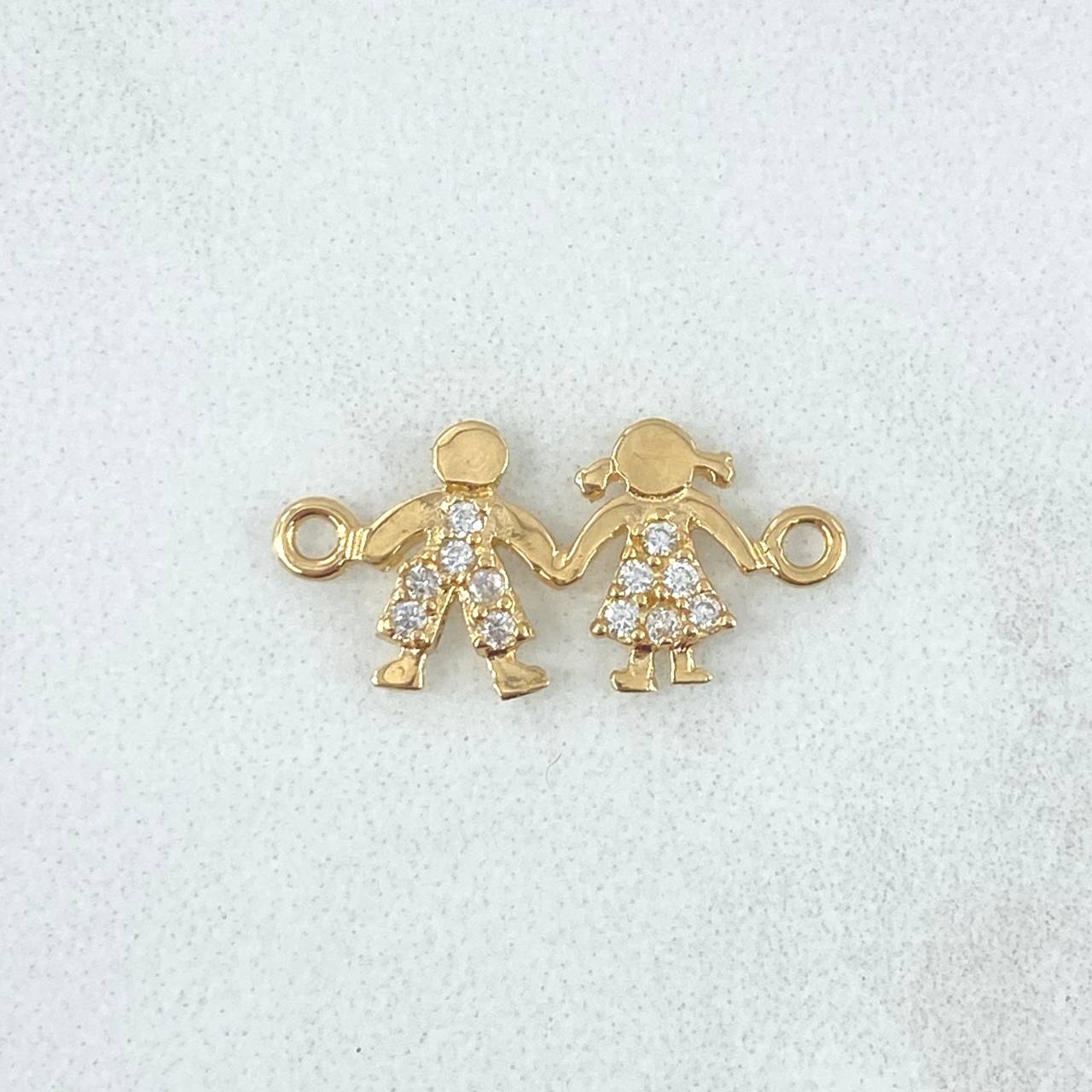 Herraje Niño Y Niña 0.8gr / 2cm / Circones Blancos Oro Amarillo 18K