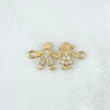 Herraje Niño Y Niña 0.8gr / 2cm / Circones Blancos Oro Amarillo 18K