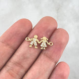 Herraje Niño Y Niña 0.8gr / 2cm / Circones Blancos Oro Amarillo 18K
