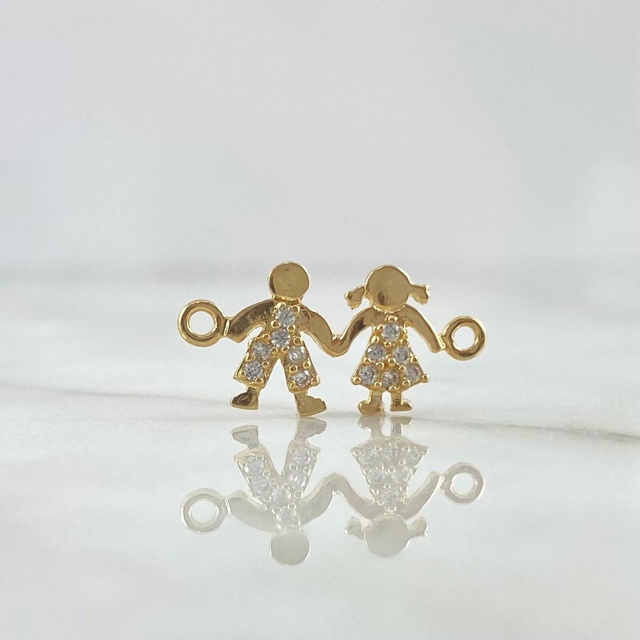 Herraje Niño Y Niña 0.8gr / 2cm / Circones Blancos Oro Amarillo 18K