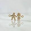Herraje Niño Y Niña 0.8gr / 2cm / Circones Blancos Oro Amarillo 18K