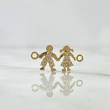 Herraje Niño Y Niña 0.8gr / 2cm / Circones Blancos Oro Amarillo 18K