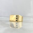 Anillo Sello Linea Vertical 7.6gr / T9 1/4 / Circones Verdes Oro Amarillo 18K