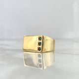 Anillo Sello Linea Vertical 7.6gr / T9 1/4 / Circones Verdes Oro Amarillo 18K