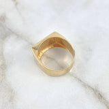 Anillo Sello Linea Vertical 7.6gr / T9 1/4 / Circones Verdes Oro Amarillo 18K