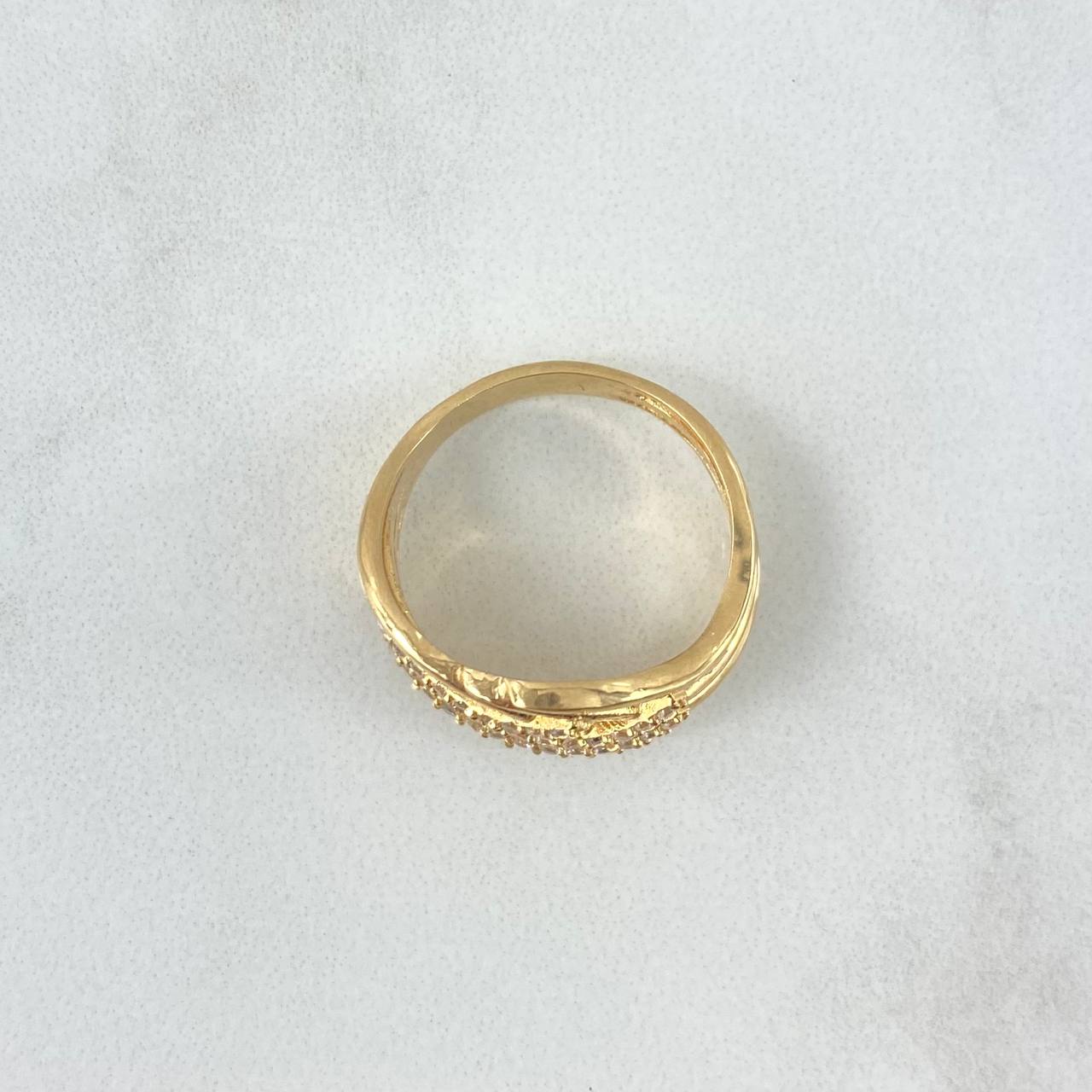 Anillo Lineas Intersectadas 5gr / T7 1/2 / Circones Blancos Oro Amarillo 18K