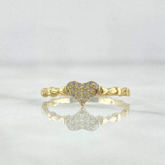 Anillo Corazon 1.55gr / T7 / Circones Blancos Oro Amarillo 18K