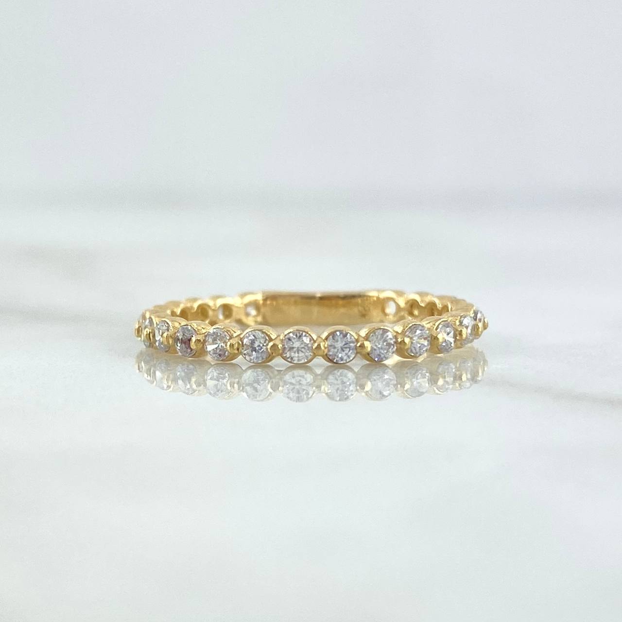 Anillo Churumbela Esferico 1.9gr / T6 1/4 / Circones Blancos Oro Amarillo 18K