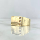 Anillo Sello Linea Vertical 8.2gr / T10 / Circones Blancos Oro Amarillo 18K  ©