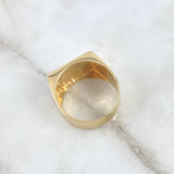 Anillo Sello Linea Vertical 8.2gr / T10 / Circones Blancos Oro Amarillo 18K  ©