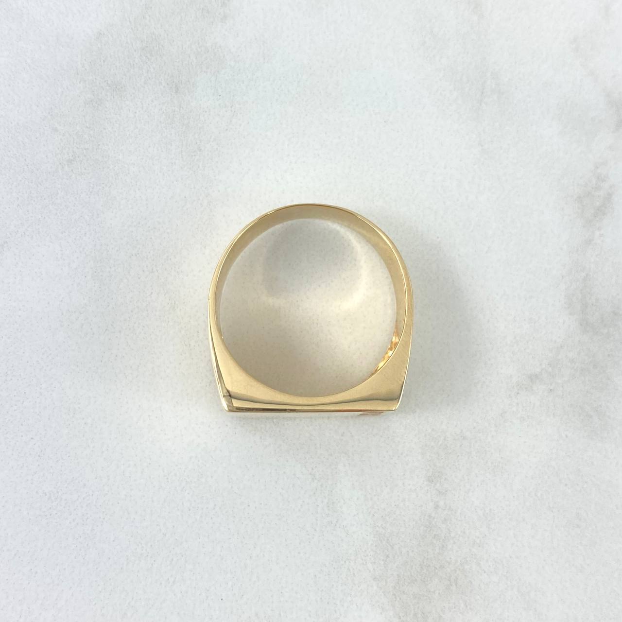 Anillo Sello Linea Vertical 8.2gr / T10 / Circones Blancos Oro Amarillo 18K  ©