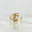 Anillo Rustico Curvas Perpendiculares 4.6gr / T8 / Circones Blancos Oro Amarillo 18K  ©