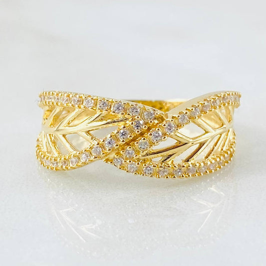 Anillo Hojas Entralazadas 4.3gr / T8 3/4 / Oro Amarillo 18K *