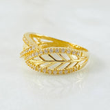 Anillo Hojas Entralazadas 4.3gr / T8 3/4 / Oro Amarillo 18K *