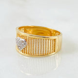 Anillo Enmallado Corazon 3.95gr / T8 / Dos Oros Amarillo Blanco 18K *
