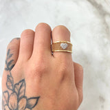 Anillo Enmallado Corazon 3.95gr / T8 / Dos Oros Amarillo Blanco 18K *
