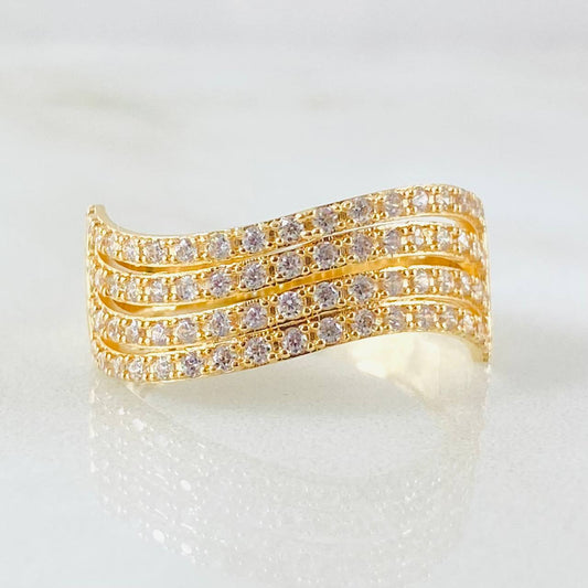 Anillo Ola Carriles 3.9gr / T9 / Oro Amarillo 18K *