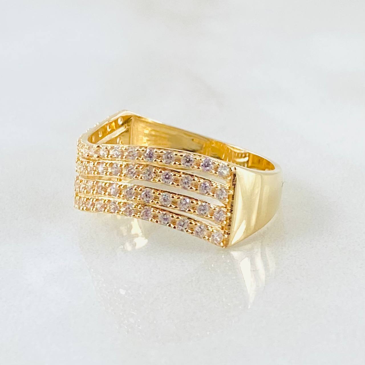Anillo Ola Carriles 3.9gr / T9 / Oro Amarillo 18K *