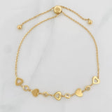 Tobillera Aro Seguido Corazones 2.7g / 24cm / 0.9mm Oro Amarillo 18K