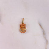 Dije Buho 0.5gr / 1.5cm / Circones Negros Blancos Oro Rosa 18K $