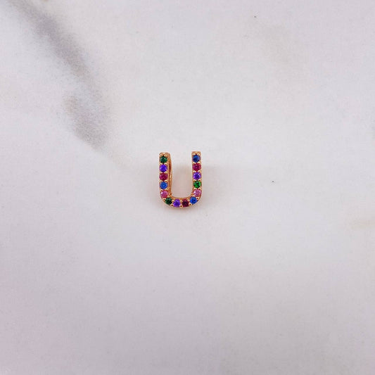 Dije Letra U 0.4gr / 0.8cm / Circones Colores Oro Rosa 18K $