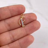 Dije Letra F 0.75gr / 2cm / Circones Blancos Oro Amarillo 18K $