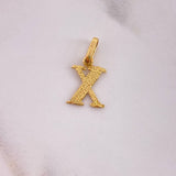 Dije Letra X 0.4gr / 1.7cm / Texturizado Oro Amarillo 18K #