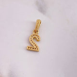 Dije Numero 2 0.85gr / 1.8cm / Circones Blancos Oro Amarillo 18K $