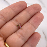 Dije Letra T 0.25gr / 0.8cm / Circones Colores Oro Amarillo 18K $